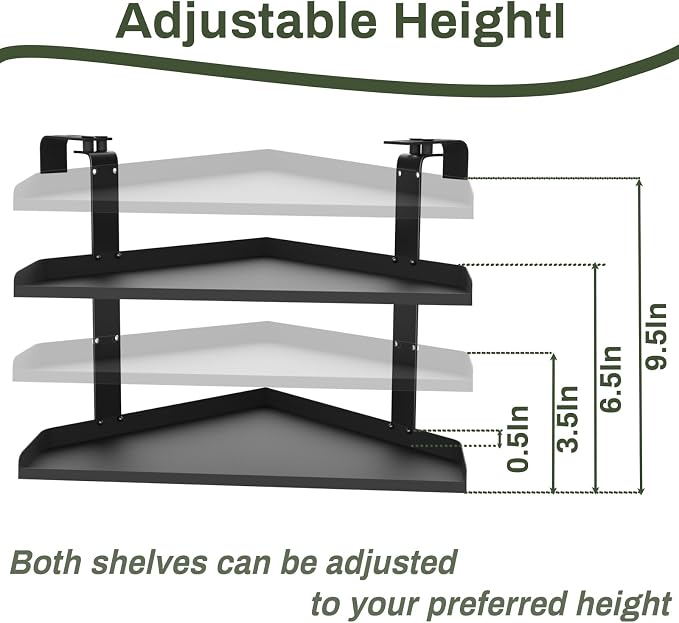 Office Cubicle Shelf, 17 inch Storage Organizer Floating Corner Rack Hanging, Adjustable Cubicle Corner Shelf with Adjustable Hooks, 1 Pack