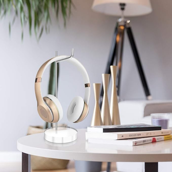 GEEKRIA Headphone Stand with Acrylic Base, Steel Support Rod and Easy Assembly, Desktop Headset Holder for AirPods Max, Sony WH-1000XM Series, Clear