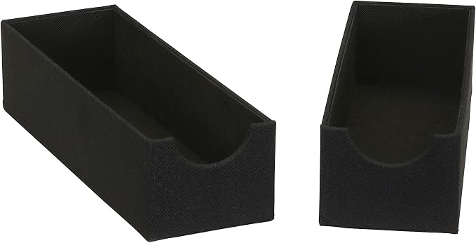 Household Essentials Hard‑Sided Narrow Drawer Organizer Tray, Black, Set of 2