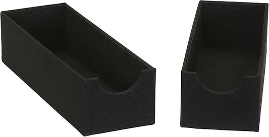 Household Essentials Hard‑Sided Narrow Drawer Organizer Tray, Black, Set of 2
