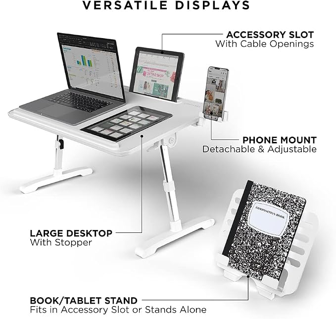 Limitless TotalDesk Portable Workstation and Lap Desk with Adjustable Height & Tilt (White)