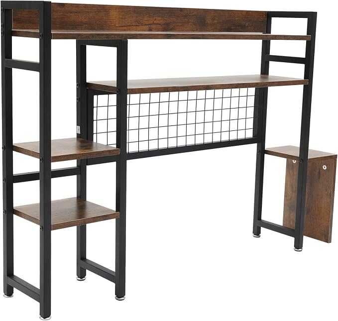 CNCEST Desktop Bookshelf, Multipurpose Countertop Display Shelf, Bookcase Organizer for Dorm Office Home (Black and Brown)