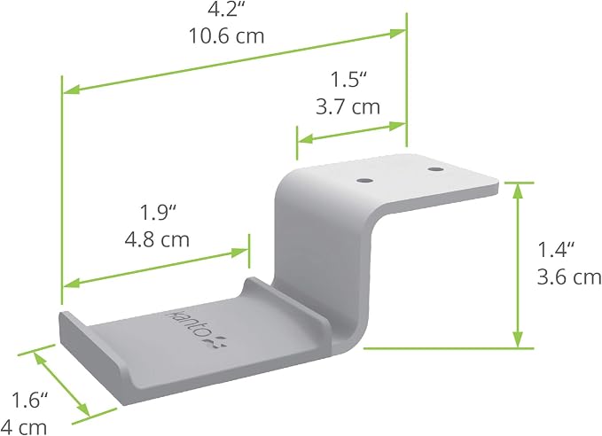 Kanto HH Universal Under Desk Headphone Hook - White - Solid Steel Construction - Mount using 3M adhesive or 2 included screws