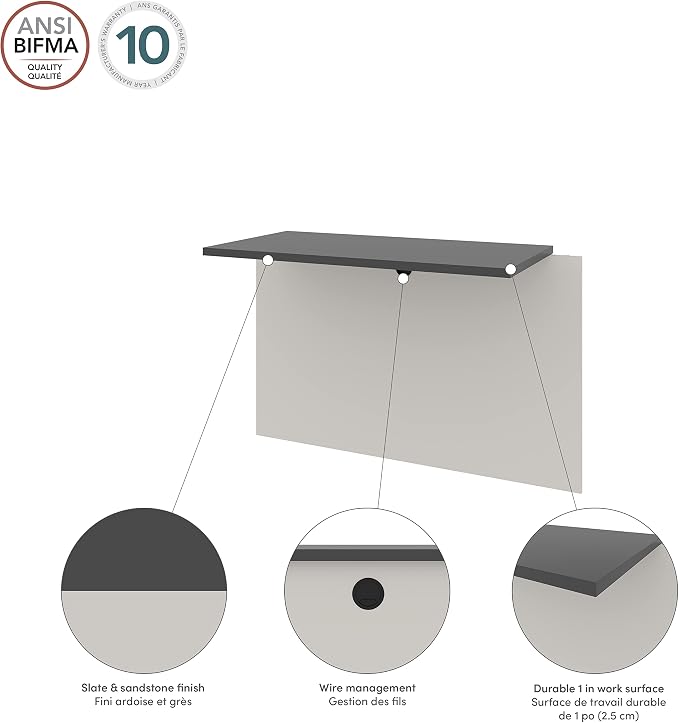 Bestar Connexion 40W Desk Bridge in Slate & Sandstone