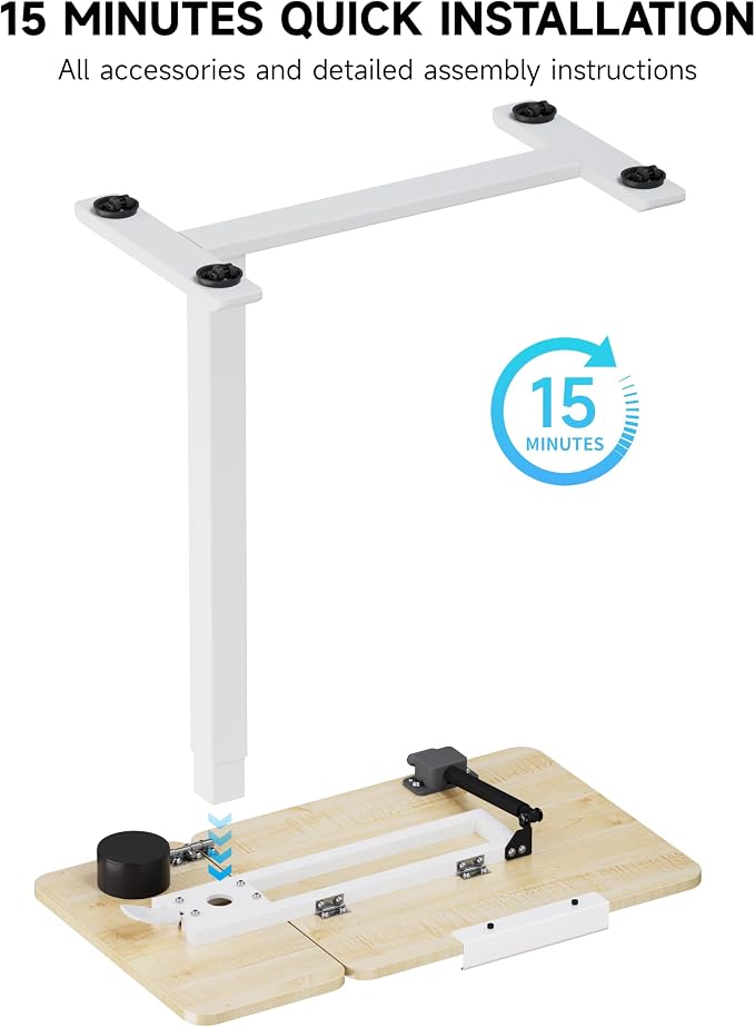 BZIUM Overbed Bedside Table with Hidden Wheels, Adjustable Medical Tilt Top Hospital Bed Table Over The Bed, Rolling Desk Mobile Standing Desk (31.5x15.8, Maple)