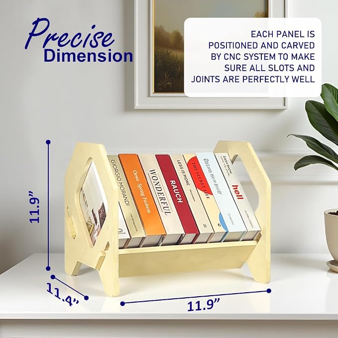 Desktop Bookshelf, Stackable Book Organizer with Handle, Storage Rack for CD/Magazine/File Folder, Portable Small Bookshelf for Study, Living Room, Kid's Room, No Nails, Medium Size