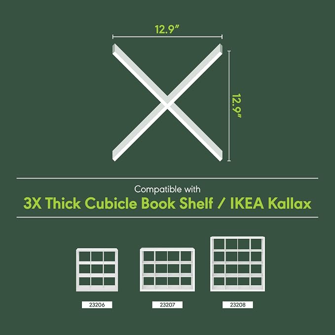 Furinno Cubicle Cube Insert, X-Shelf Cube Organizer, 3-Shelf Accessory, Fits into Triple Thick Cubes Series, IKEA Kallax, for Organizers and Storage, Black Dark Oak