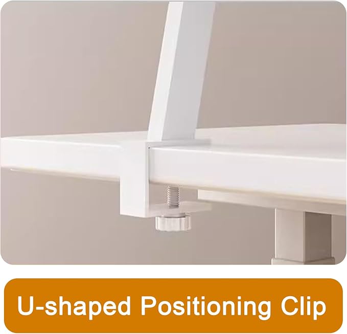 Clamp on Desk Shelf with Reading Stand 23.6x7.8in, Space-Saving Desktop Extender Klemmbares Schreibtisch Organizer Regal Adjustable Floating Desks Shelf for Office, Dorm, Home Desk Organization