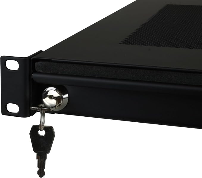 Penn Elcom EX-6301B 19 Inch Rack Mountable Vented Laptop/Tablet Drawer with Foam Wrist-Pad Support, Key Lock and Rear Cable Access