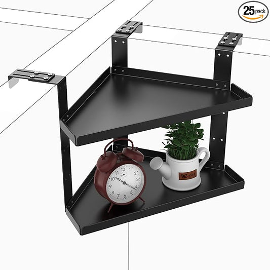 11in Office Cubicle Corner Shelf with Hooks Adjustable More Holes for Greater Durability & Thickness Cubicle Shelf Hanging