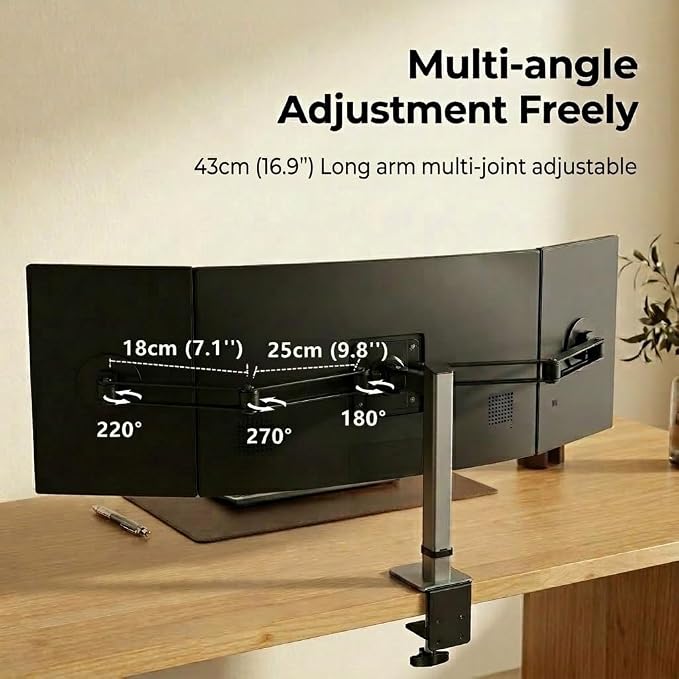 1Pcs Magnetic Side Arm Portable Monitor Mount, Adjustable Full Metal VESA Extension Arms for Triple Screen Setup, Portable Monitor Holder Side Arm Bracket for 10"-18" Tablets and External Displays