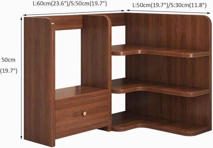 Corner Desk Bookshelf with Cabinet，Study/Working Tabletop Corner Storage Rack, Suitable for Home Office, Dorm (Wood 50cm(19.7")*30cm(11.8"))