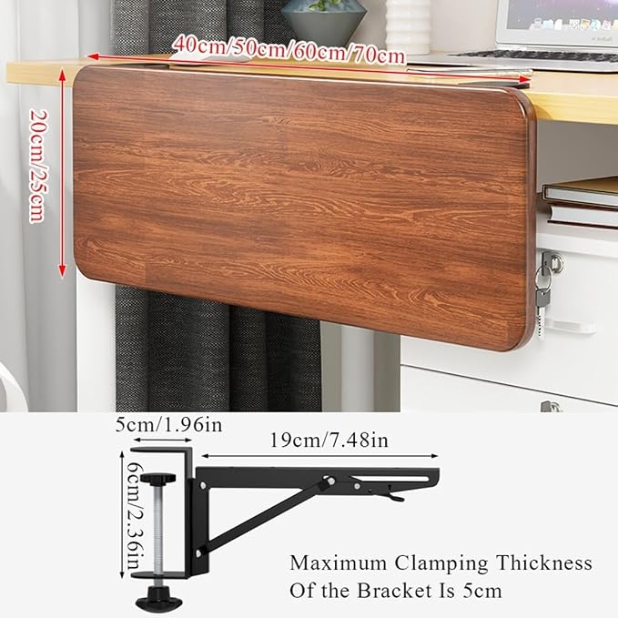 Ergonomics Desk Extender Tray Wooden Desk Extender, Large Size Foldable Keyboard Drawer Tray Can Be Used As Armrests Shelves Desktop Extensions for Home and Office(70 * 20cm)