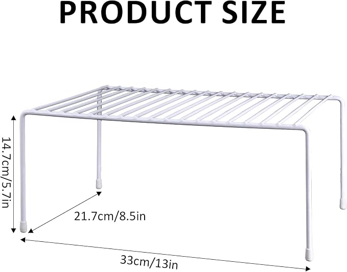 4-Pack Medium (13x8.5inch) Kitchen Organizer Rack, Kitchen Shelves for Spice Organization for Cabinet, Pantry Organizers and Storage, Spice Rack, Desk Organizer, White