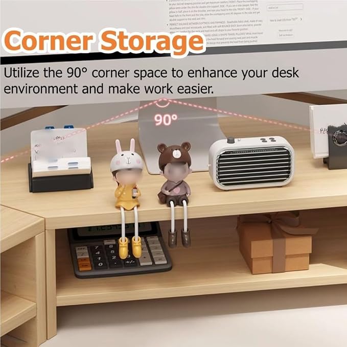 Laptop Stand for Desktop Computer, Corner Monitor Stand for Desk, Office Desk Accessories and Organizer, Multifunctional Space-Saving Corner Desk Shelf(White)