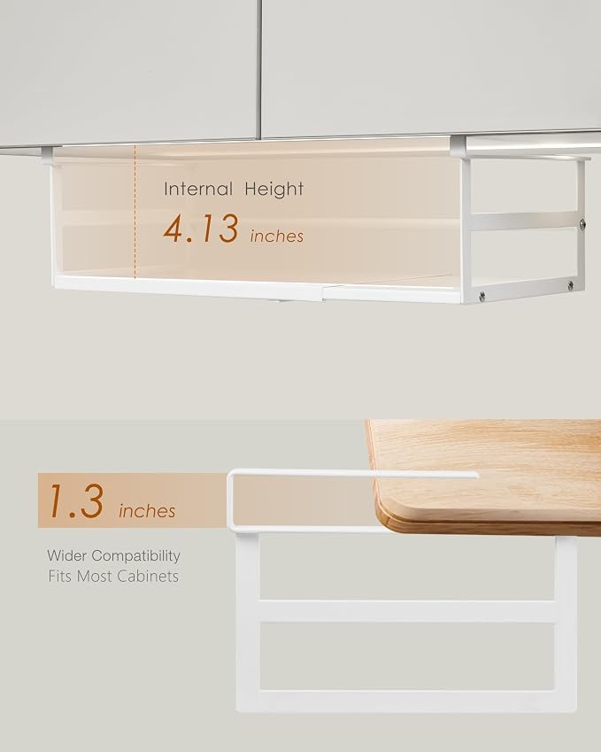 Under Shelf Storage Basket, 2-Pack Under Cabinet Shelf Organizer | Expandable Hanging Basket Holds 35 lbs Add-On Kitchen Pantry Cupboard Counter Laundry 10.04-16.81" W x 8.66" Dx 4.13" H