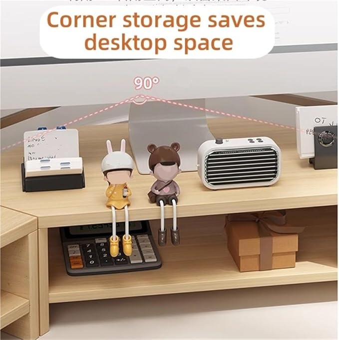 Corner Monitor Stand for Desk, Laptop Stand and Monitor Riser for Desktop Computer, Office Desk Accessories and Organizer, Space-Saving Corner Desk Shelf, Computer Stand(White,B)