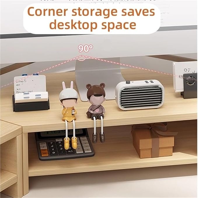 Corner Monitor Stand for Desk, Laptop Stand and Monitor Riser for Desktop Computer, Office Desk Accessories and Organizer, Space-Saving Corner Desk Shelf, Computer Stand(Black,A)
