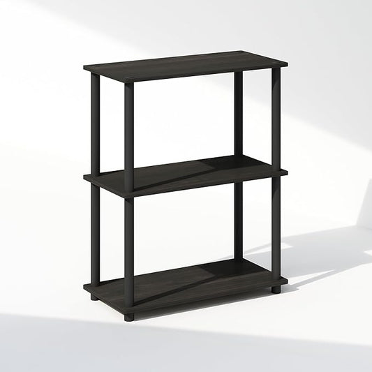 Furinno Turn-N-Tube Book Shelf, 3-Tier Bookshelf, Bookcase with Multipurpose Compact Display Rack, 11.6 x 23.6 x 29.6, for Living Room, Bedroom, Home Office, Espresso/Black