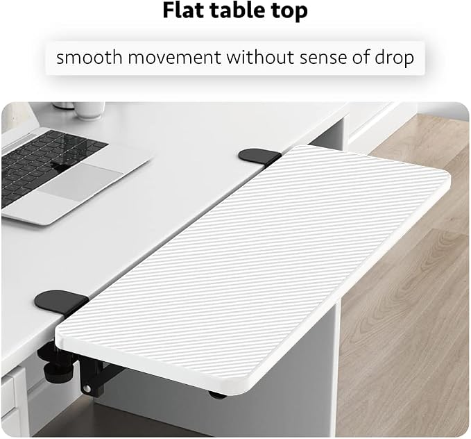 Ergonomics Desk Extender Tray, Suitable for Office. Foldable, Punch-Free Clamp on.Computer Keyborad Tray, Desk Extension Board (25.2"*9.45"(64cm*24cm), White Carbon Fiber)…