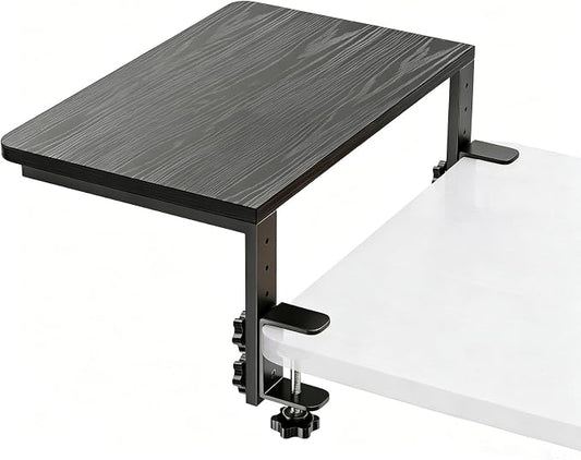 Clamp-On Desk Extender, 15 x 9.5 Inch Monitor Riser | Height options, No-drill setup, 3-in-1 use, 44 lb load, Office station, Gaming area, Black finish
