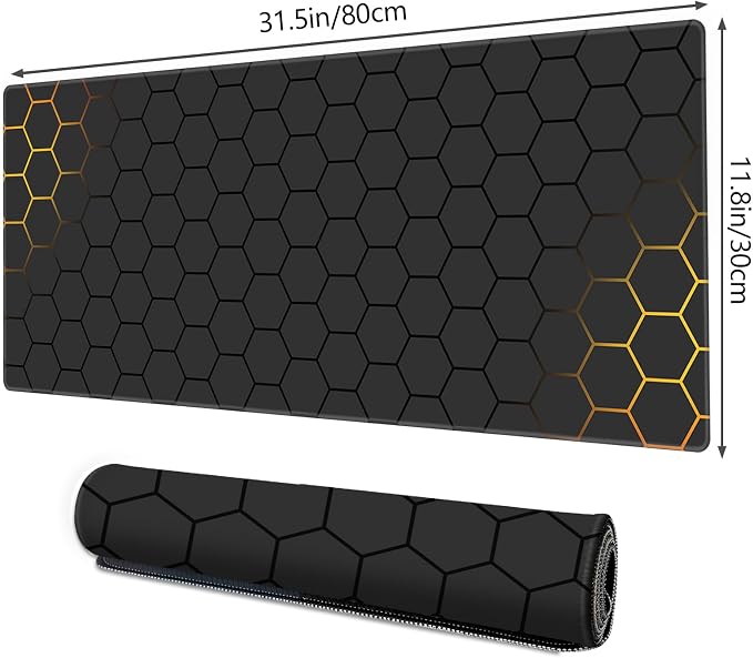 Galdas Mouse Pad for Gaming,XXL XL Large Mouse Mat Long Extended Mousepad Desk Mat Non-Slip Rubber Mice Pads Stitched Edges Thin (31.5 x 11.8 x 0.12 Inches) Grid
