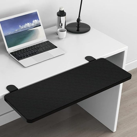 Ergonomics Desk Extender Tray, Suitable for Office. Foldable, Punch-Free Clamp on.Computer Keyborad Tray, Desk Extension Board.(25.2"*9.45"(64cm*24cm), Carbon)