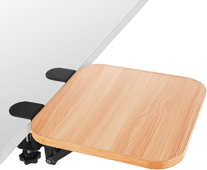 DAJAVE Ergonomics Desk Extender Tray, 9.4x9.1Inch Clamp On Desk Shelf, Foldable Table Extender for Desk, Table Desk Arm Rest, Keyboard Drawer Tray for Office and Home, Workstation Organizer