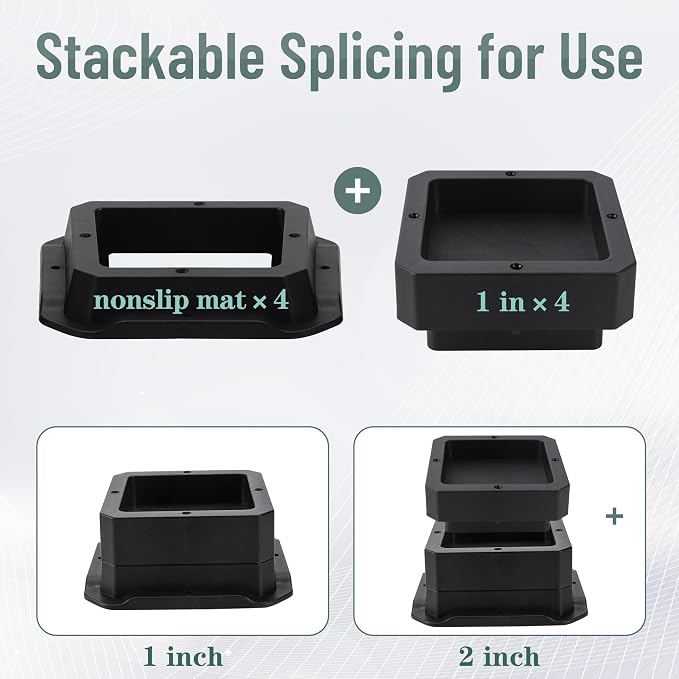 BTSD-home Bed Risers 1 inch Heavy Duty Furniture Risers for Sofa Table and Chair Black 4 Pack