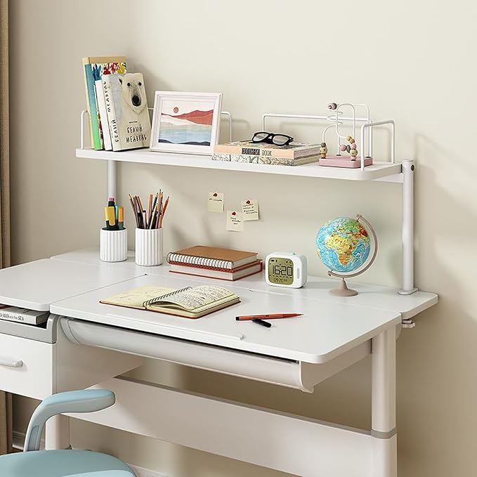 Lightweight Desk Extender, Clamp on Desk Organizer Shelf, Metal Desk Extender Side Table, for Desktop Accessories, Office Organization(Color:White,Size:L-80CM)