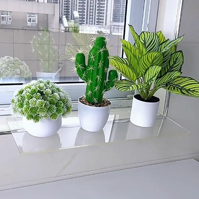 Acrylic Window Sill Led Shelf Extender for Plants, Clear Keyboard Desk Table Extension Tray No Drilling, Universal No DAMA Window Extension (LxW 65x15cm (25 5/8inx5 7/8in))