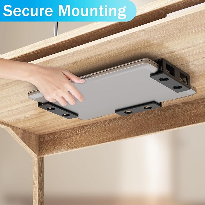 3 PCS Under Desk Laptop Mount with Anti-Scratch Silicone Pad Under Desk Holder Mount Shelf for Laptop Keyboard Storage（1 Pack）