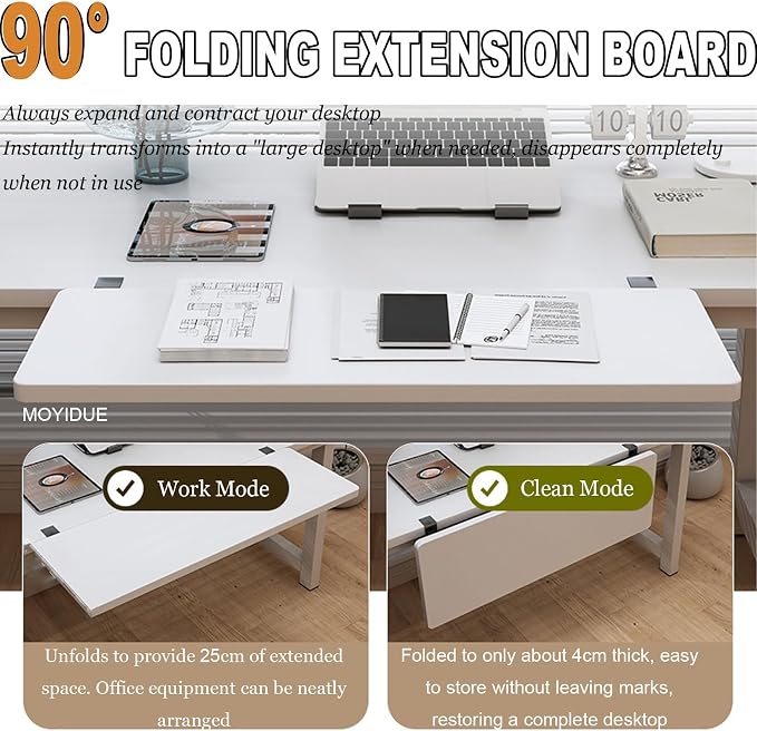 Folding Table Extension Board, 15mm Thickened Material, Side Tables Living Room for Office, Home Learning, Gaming, Instant Space Expansion for Keyboard, Printer, Notebooks