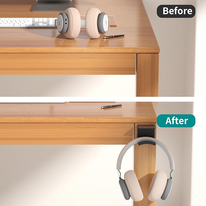 HomeMount Under Desk Headphone Hook - Adhesive Gaming Headphone Stand Hanger, Table Mount for Most Headphones (Black)