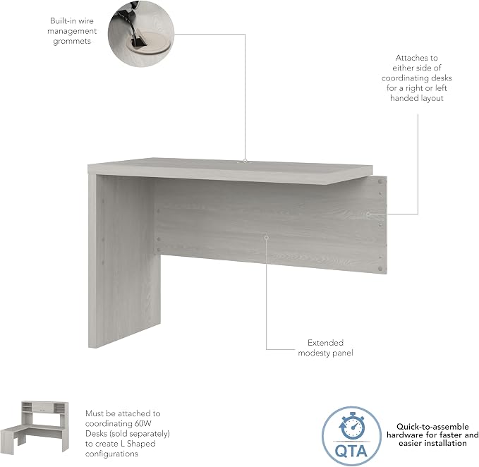 Bush Business Furniture Echo Desk Return/Bridge, Gray Sand
