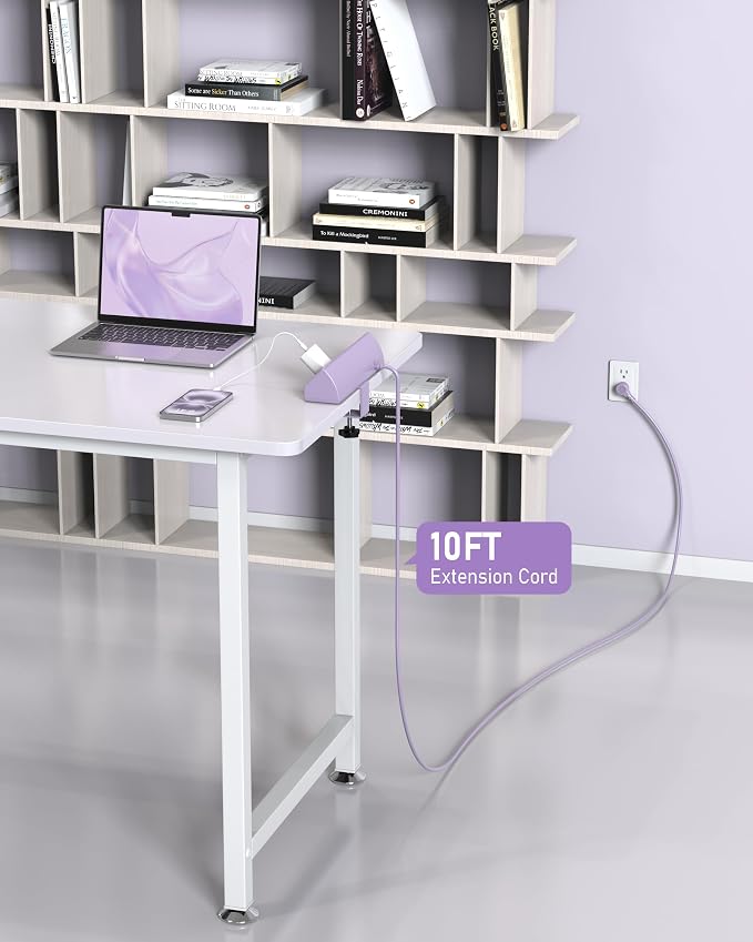 Jgstkcity Desk Clamp Power Strip,45W Fast Charging Station,4 USB-C,4 USB-A,1200J Surge Protector,ETL Listed,1875W Extension Cord,Multiple Outlets for Home, Office (Purple, 10 FT Cable)