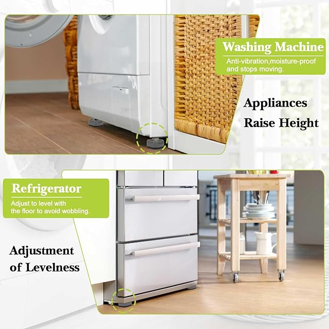 8 Pack Furniture Risers 4 Inch, Adjustable Bed Risers Heavy Duty for Table Desk Couch Chair Sofa Cabinet Bed Legs Dorm, Square Stackable Bed Raisers Blocks Lift Height 1", 2",3"or 4", White
