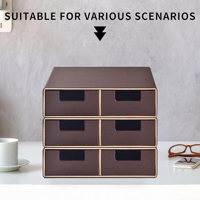 Stackable Desk Drawer Organizer,Dressing table organizer for Jewelry/Cosmetics,Coffee Maker Display holder and Storage Box for Home office,Brown