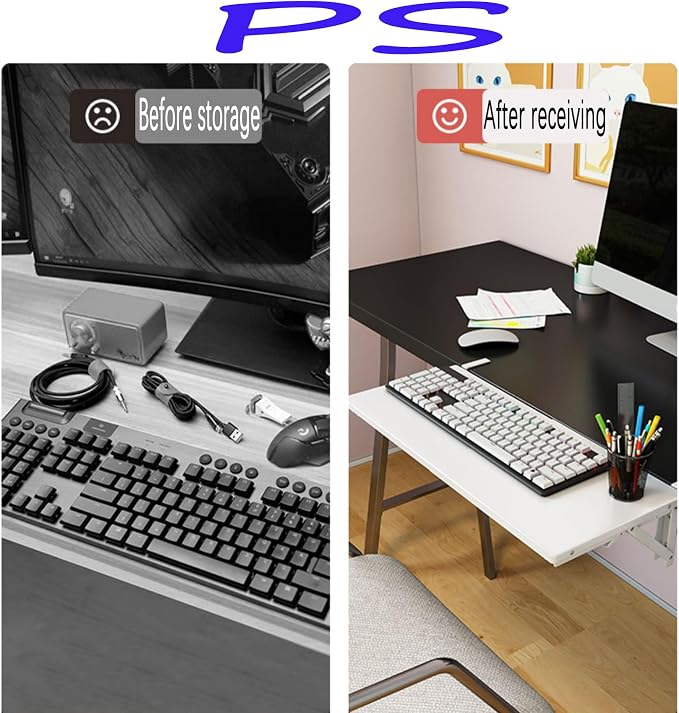 Desk Extender Side Table,Keyboard Tray,Desk Extender,No Drilling Installation，Carbon Steel Baking Paint，Can be Used for Desk Extension，Keyboard Tray Under Desk clamp (Page Payment)