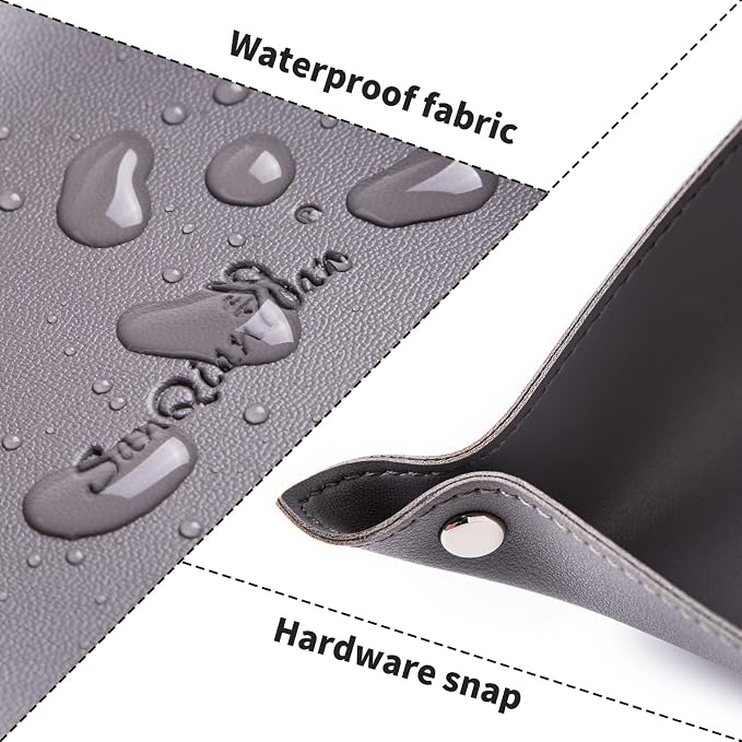 Leather Jewelry Valet Tray for Women and Man, Portable Entryway Table Tray Bedside Nightstand Desk Tray Small Catchall Travel Dish Plate for Key,Wallet,Watch,Coin (2PCs Grey-B)