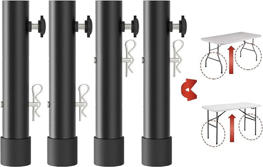 Folding Table Risers for Straight/Bent Leg, Durable Table Leg Extensions 2 Levels/Heights Table Leg Extenders 3.6in | 5.2in - All for Treating Your Back Pain (4-Pack)