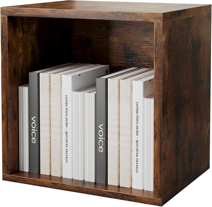 FUSUNBAO Magic DIY Cube Storage Organizer Stackable Cubes for Home Books Clothes Toy-Modular Cubby Storage System-Office Cubical-Bookcase Closet (Antique Brown, General Cube)