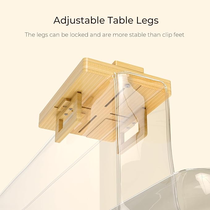 Wealone Bamboo Couch Arm Tray for Wide Couch, Sofa Arm Clip Table with Storage Box, Couch Armrest Tray with 360°Rotating Phone Holder, Sofa Arm Table Clip for Eating, Drinks or Dining