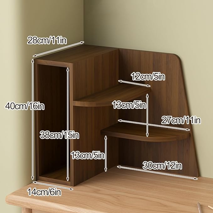 Desktop Corner Stand Shelf, 3 Tier Corner Shelf Organizer,Corner Counter Organizer with Bookshelf for Small Spaces,Home Office,Kitchen(White)