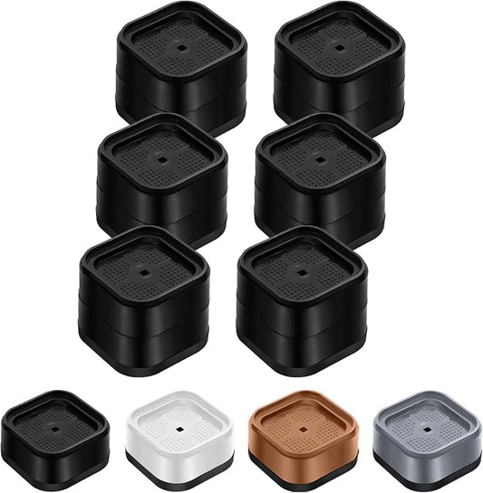 Furniture Risers Adjustable Bed Risers Heavy Duty Lifts Height 2", Square Stackable Bed Risers 1, 2, 3 or 4 Inch for Desk Leg Table Couch Sofa Chair Bed Frame Legs Dorm, 1+1 Inch, Black, 6 Pack