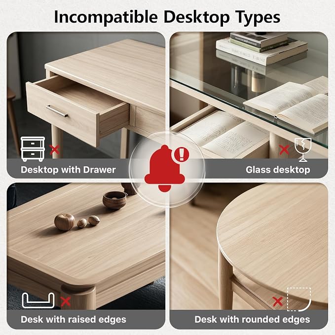 3 Tier Clamp-on Desk Shelf Height Adjustable, 360° Rotatable Desktop Storage Tray with Baffle, Over or Under Desk Organizer Shelf for Office Accessories, Black