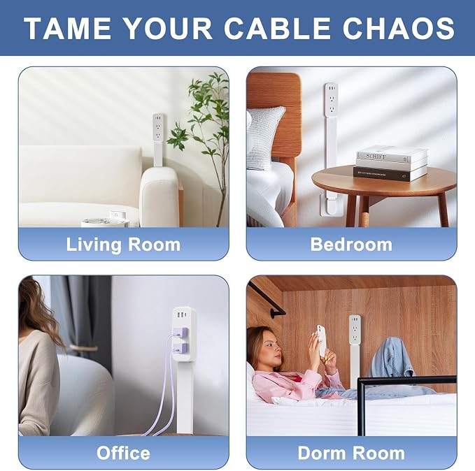 Outlet Extender Stick - Features USB-A, USB-C and 2 AC Outlets, Extends 22"-34", Rotates 180° Access Hard-to-Reach Outlets, Wall Plug Power Socket Expander Nightstands, Sofa, Desks and More
