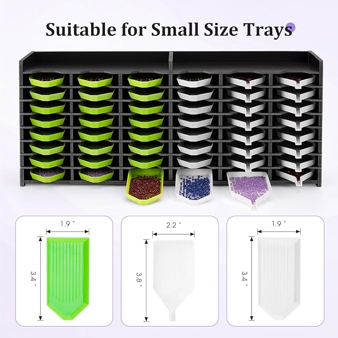 Krafetto 48 Grids Diamond Painting Tray Storage Holder Drill Pen & Multi-Boat Tray Organizer Rack Art Diamond Painting Accessories Kits, for Small Size Trays, Black