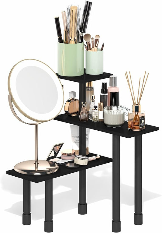 Furinno Turn-N-Tube Corner Shelf, 3-Tier Countertop Corner Organizer, Toolless Pantry Organizers and Accessories, Adjustable Table Top Shelf, for Vanity, Small Spaces, Kitchen, Bathroom, Espresso