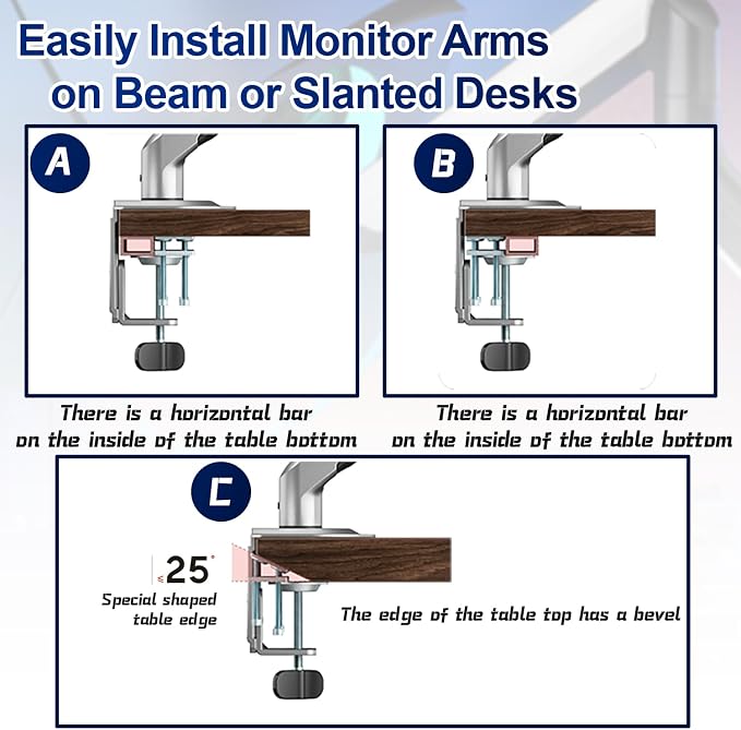 Pugala Computer Under Desk Clamp Mount, Under Table Metal Desk Accessories, Suitable for Different Tables, Adjustable
